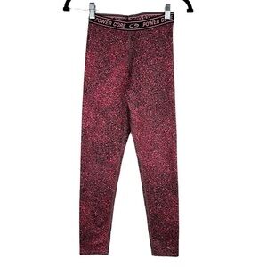 Champion Girl's Black & Pink Speckled Power Core Athletic Leggings Size Large